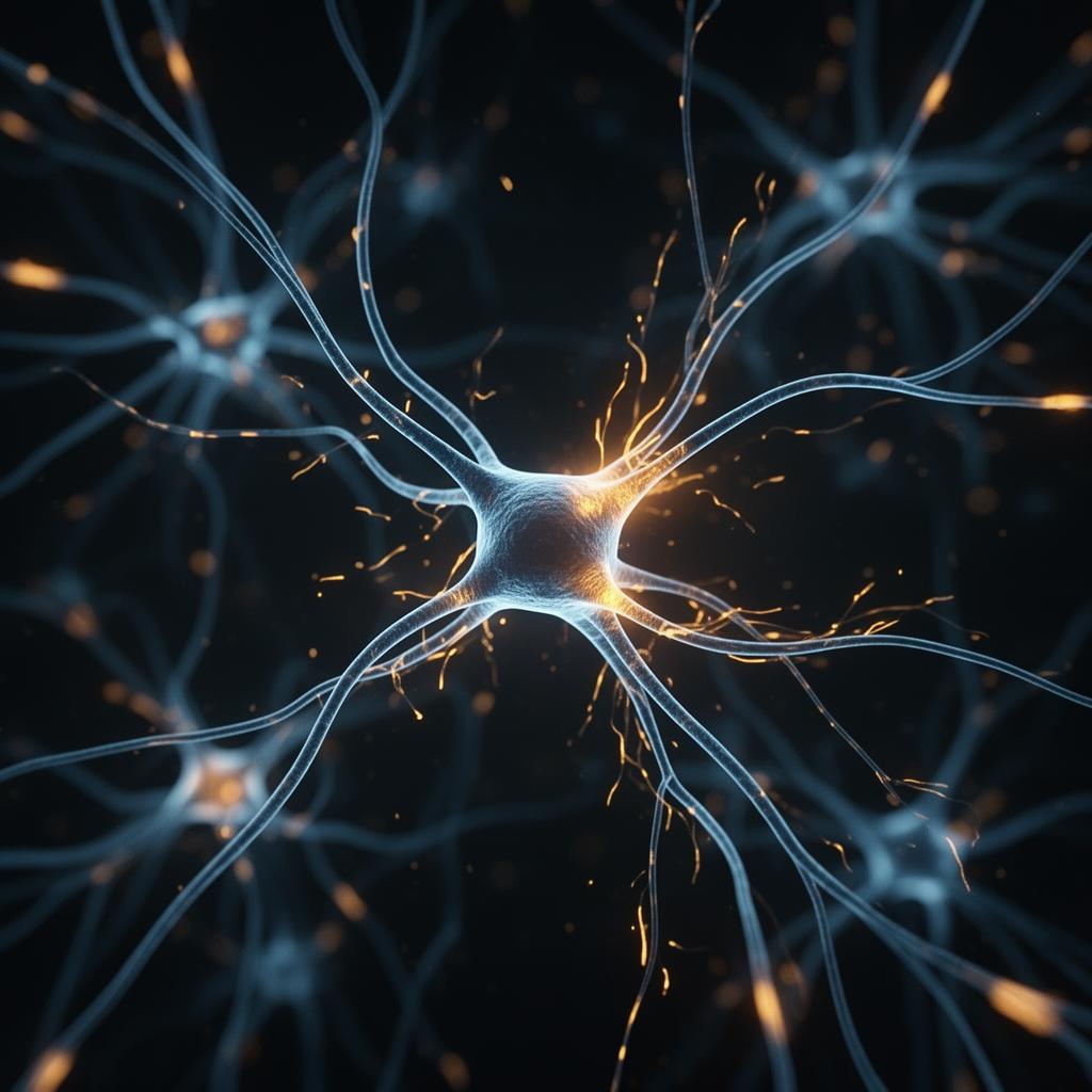 Glowing neurons firing across synaptic connections